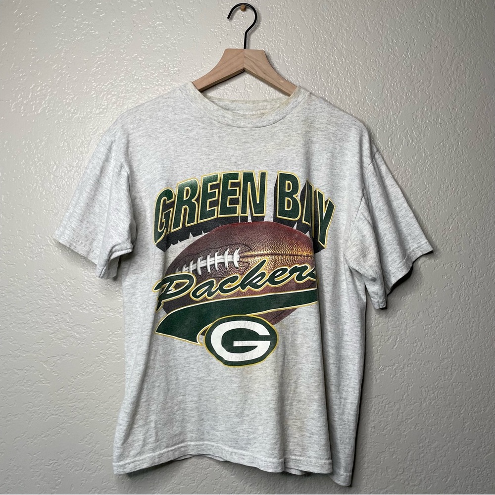 90s Vintage Green Bay Packers T Shirt Heather Gray Graphic Tee - Picture 2 of 15